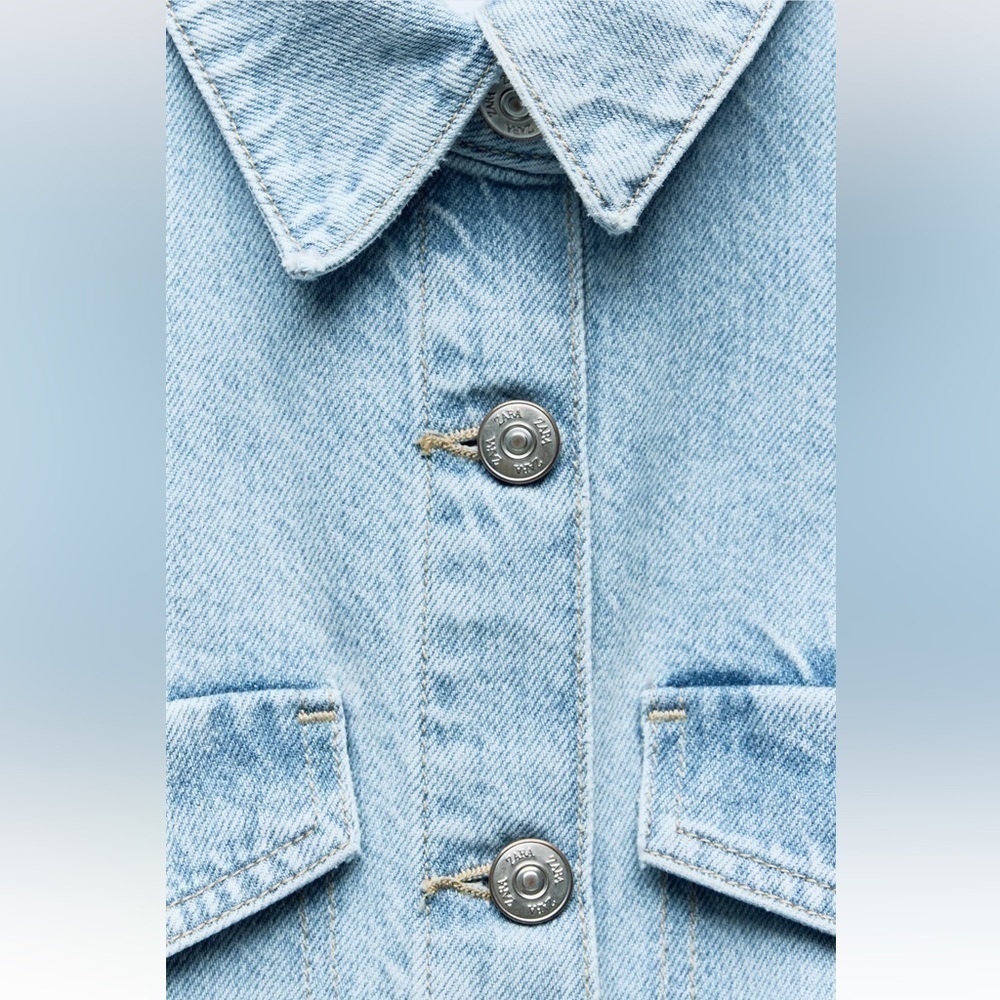 New ZARA Sleeveless Denim Mini Dress - Picture 8 of 9